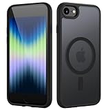 HGH Magnetisch Hülle für iPhone SE 3/2(2022/2020), für iPhone 8 Kompatibel mit MagSafe, Transluzente Matt Rückseite Dünn Stoßfest Handyhülle für iPhone 8 / für iPhone SE (Schwarz)
