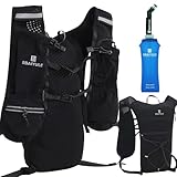 BBAIYULE® Trinkrucksack mit Optional Trinkblase,BPA Frei,Laufrucksack Fahrradrucksack zum Fahrrad Motorrad MTB,Trail Marathoner Laufen Rucksack für Damen Herren (Mit 1pcs 470ml Trinkflasche)