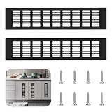 CONNECTION Lüftungsgitter 2 Stück Lüftungsgitter Schwarz 80mmx400mm Aluminium Abluftgitter Eckig Belüftungsgitter Aluminium Lüftungsgitter für Schränke und Schlafzimmern Möbelgitter Türlüftungsgitte