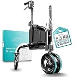 Helavo Rollator 3 Räder nur 5.5 kg - Indoor Rollator schmal für Wohnung, Rollator leicht klappbar, Aluminium Wohnungsrollator mit doppelten Vorderrädern