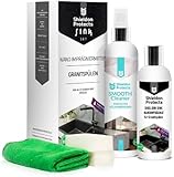 Shieldon Protects 2er Set Reiniger (250 ml) & Imprägnat (200 ml) für Granitspülen - mit Schwämme und Mikrofasertuch - Reinigung & Wasserabweisende Imprägnierung für Granit Blanco Silgranit Spüle