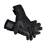 RFGTHY Tauchhandschuhe 3MM Tauchhandschuhe Schnittfeste warme Unterwasserjagd rutschfeste verschleißfeste Harpune Einstellbare Schwarze Tauchhandschuhe Anti-Rutsch-Design(XL)