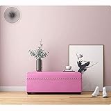 Pinker gepolsterter Fußhocker mit Stauraum, Schuhbank aus Leinenstoff mit Scharnierbezug, Massivholzrahmen, belastbar bis zu 150 kg, 100 x 40 x 40 cm, stilvolle Möbel für Wohnzimmer und