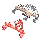 CLISPEED 2 Stück Teiliges Modell Eisenbahnbrücken Leichtes Strapazierfähiges DIY Zubehör für Holzeisenbahn Kompatibel mit Gängigen Spielzeugeisenbahnen für Kreative Szenengestaltung und