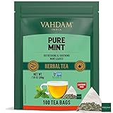 VAHDAM, Pure Mint Kräutertee Beutel (100 Teebeutel) Koffeinfrei | 100% natürliche Zutaten - Pfefferminze, Krauseminze | Minzteebeutel