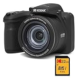 KODAK Pixpro Astro Zoom AZ405 Digital-Bridge + SDHC-Karte KODAK Ultra High Speed U1 32 GB – Kamera 20 Megapixel, X40 Zoom, Weitwinkel, LCD, Full HD Video 1080p, OIS, AA-Batterie – Schwarz