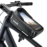 Lamicall 2-IN-1 Fahrradtasche Rahmen, Rahmentasche Fahrrad - [1S Schnellspanner] wasserdichte Lenkertasche Fahrrad, 1,3L Handytasche Oberrohrtasche mit HD TPU Touchscreen für Smartphone 4,7-7 Zoll