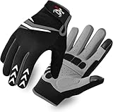 BEAST RAGE Vollfinger-Radhandschuhe mit Polsterung für Männer und Frauen, rutschfest, stoßdämpfend, atmungsaktiv, Touchscreen Mountainbike-Handschuhe für BMX, MTB-Rennen, Straßenrennen (SCHWARZ, XL)