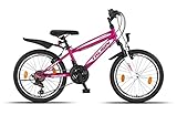 Talson 20 Zoll Fahrrad 18-Gang Mountainbike - mit Gabelfederung und Beleuchtung Neu Lila
