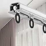 Aluminium-Deckenschienensystem für versteckte Duschvorhangstangen, Schraubmontage mit 4 Rollen, ideal für Terrassentüren, Raumteiler, Studio-Apartments – 2,4 bis 1,8 m Optionen