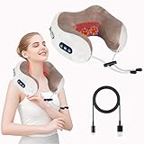 Nackenmassagegerät, Elektrisches Nackenmassagegerät Massagegerät Kissen mit 3 Stärken und 3 Modi Wiederaufladbares Massagekissen Tiefengewebe Kneten Reise U-förmiges Kissen, für Zuhause und Büro