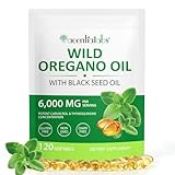 Oregano Öl Kapseln, Bio Oregano Öl Wildes Oreganoöl 6000 mg mit 200 mg Schwarzkümmelöl, 120 Weichkapseln ätherische Oreganoöl Kapseln, Immun Unterstützung und Antioxidans, Gentechnikfrei