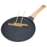 Exyvox Schwarz crepe pfanne 28cm Antihaftpfanne pan Pfannkuchen flache Pfanne mit Schweizer Granit Antihaftversiegelung, Bakelitegriff, Induktions Kompatibel, PFOA-Frei