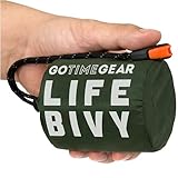 Go Time Gear Life Bivy Biwaksack – Thermo Biwak – Perfekt als Notfall Schlafsack Outdoor, Survival Ausrüstung oder Decke aus BO-PET-Folie - Grün