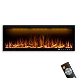 GLOW FIRE Elektrokamin LED Smart Wall 50 (Elektrokamineinsatz) - elektrischer Kamin mit Heizung, Multicolor-LEDs & Fernbedienung - Kamineinsatz zum Einbau, 1.500 W, 127 x 42,8 x 17 cm, Schwarz