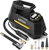 AstroAI Auto Luftpumpe Elektrisch Luftkompressor Digital Tragbar Air Compressor, LCD Bildschirm 12V DC Verpackung für Auto, Fahrrad, Motorrad, Ball usw