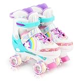 Y-RAIN Rollerskates Kinder Verstellbar Rollschuhe für Kinder mit Leuchtenden Rädern für Mädchen und Jungen Rainbow