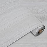 PVC Bodenbelag Selbstklebende, Holz Vinylboden Bodenfliesen, Verdickter 0.15cm Rutschfeste Wasserdicht Vinyl-Fußböden, Laminat Fliesen Selbstklebend, 40x300cm, 1.2m² (Grau-Weiß Holz)
