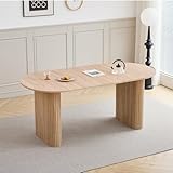 DEYARNA HOME 180 cm Ovale Esstisch für 6-8 Personen – Moderner Farmhouse-Tisch mit Holzmaserung-Oberfläche & Stabilen Elliptischen Tischbeinen für Küche, Esszimmer, Konferenzraum (Natürlich)
