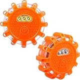 LED Warnleuchte, Rundumleuchte LED Magnet Warnblinkleuchte, Wasserdicht Mit 9 Blinkmodi, Batteriebetrieben Warnleuchten & Notbeleuchtung Warnlampe Panne für Camping, Bergsteigen, Wandern (2 Stück)