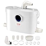VEVOR Hebeanlage, 900 W, 180 L/min Durchfluss, 12 m Förderhöhe, Abwasserhebeanlage mit 4 Wassereinlässen, Schmutzwasserpumpe für Toilette, Keller, Dusche, Waschbecken, Waschküche, Badewanne