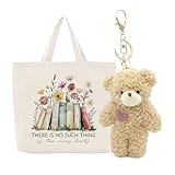 Stoffbeutel Bedruckt, White Bear Plush Keychain Toy, Stofftasche Tragetasche Damen Einkaufstasche Wiederverwendbar Baumwolltasche Leinentasche, 13 cm Stuffed Teddy Plush Backpack Bag Pendant Gift