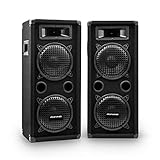 auna Pro PW - passiver PA-Lautsprecher PA-Box, Paar, schwarz, Horn-Mitteltöner, 2 x Piezo-Hochtöner,Zwei 3-Wege, 400 Watt, schwarz