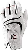 Wilson Staff Herren Golfhandschuh, Grip Plus, Material-Kombi, Größe: M/L, Linkshand, MLH, weiß, WGJA00680ML