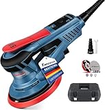 FANZWORK Bürstenloser Exzenterschleifer EZ150A mit Tragkoffer, 5mm Schleifhub,150mm Schleifteller, 350W Motor, 7-Stufige Drehzahlregelung, inkl.Tellerbremse, 15x Schleifgitter, 1x Ersatz-Schleifteller