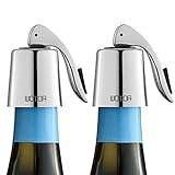 WOTOR Weinverschluss Edelstahl WeinFlaschenverschluss Wiederverwendbar Auslaufsicher hält Wein frisch (2 Stück,Silber)