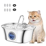 PJDDP Katzenbrunnen Edelstahl, 3,2L Katzenbrunnen Für Katzen, Trinkbrunnen Für Haustiere Mit Leiser Pumpe Und 6 Kohlefilter, Wasserhahn-Design, Spülmaschinenfest