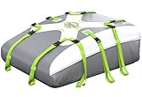 Sailnovo Auto Dachbox Faltbar Dachtasche 20 Kubikfuß Verbesserter Wasserdichter Dachgepäckträger, Passend für Autos ohne Gepäckträger, mit Anti-Rutsch-Matte (Klassisch Grau-Grün)