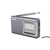 XHDATA D219 UKW/FM/AM Radio Batteriebetrieben Weltempfänger Mini Radio,Radio Retro für Haushalt Outdoor Camping Wandern Tragbares Radio Grau