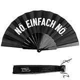 COLOFALLA Schwarzer Handfächer mit Organzabeutel Lustig Fächer Nö EIinfach Nö für Mann Frau Beste Freunde Freundinnen Kollegen Sommer (NÖ. EINFACH NÖ.)