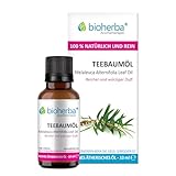 BIOHERBA Reines Teebaumöl - Ätherisches Öl, Körper, Gesicht & Haarpflege - Naturrein 10ml HOCHDOSIERT - Tea Tree Oil - Trägeröl verdünnen = 1:20/1:40 - Natürlich & Konzentriert, PZN 17950102