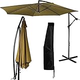 STILISTA Ampelschirm 300 cm mit Kurbelvorrichtung, inklusive Abdeckung, khaki/braun