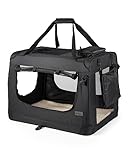 lionto Hundetransportbox faltbar für Reise & Auto, 50x34x36 cm, stabile Transportbox mit Tragegriffen & Decke für Katzen & Hunde bis 10 kg, robuste Hundebox aus Stoff für klein & groß, schwarz