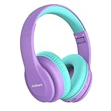 JoySpark Bluetooth Kopfhörer Kinder, Kabellose Kinderkopfhörer Over-Ear mit 85/94dB Lautstärkebegrenzung, 60 Stunden Spielzeit, Bluetooth 5.3, eingebautes Mikrofon-Lila