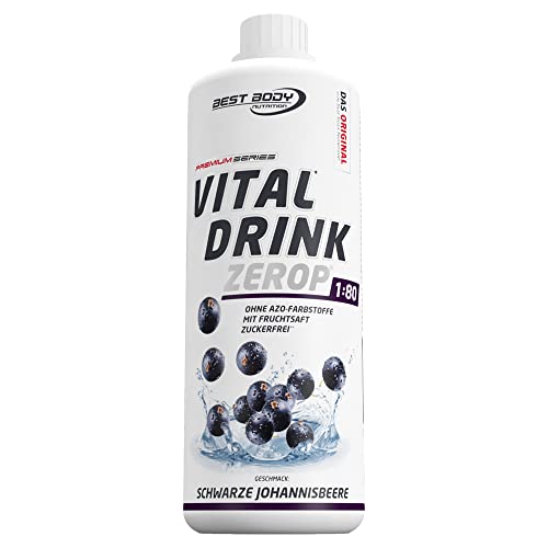 Best Body Nutrition Vital Drink ZEROP® - schwarze Johannisbeere, Original Getränkekonzentrat - Sirup - zuckerfrei, 1:80 ergibt 80 Liter Fertiggetränk, 1000 ml