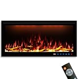 GLOW FIRE Elektrokamin LED Smart Wall 36 (Elektrokamineinsatz) - elektrischer Kamin mit Heizung, Multicolor-LEDs & Fernbedienung - Kamineinsatz zum Einbau, 1.500 W, 91,5 x 42,8 x 17 cm, Schwarz