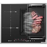 GASLAND IH604BFRB 60 cm Autarkes Induktionskochfeld mit Integriertem Dunstabzug, 4 Zonen Einbau Induktionskochfelder mit Edelstahlrahmen, PowerBoost schnelleres Kochen, 7400W (Ohne Grillplatte)