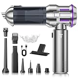 Handstaubsauger, 22000Pa 4-in-1 Handstaubsauger Akku Kabellos mit 1-Knopf-Selbstentleerung, Bürstenloser Motor Mini Staubsauger, 3 Stufen Saugstärke, Auto Staubsauger für Haus/Auto/Tierhaar, Silber