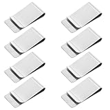 Tyqour 8 Stück Edelstahl Geldklammer Herren Silber Geldklammern Edelstahl Geldscheinklammer Silberne Tragbare Money Clip für Bargeld Rechnungen Karten Banknote Geldscheine Visitenkarte Kreditkarte