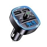 ORIA Bluetooth FM Transmitter, Auto Radio Adapter Bluetooth 5.3, Mikrofon & 2 USB Aufladung, LED Display, Freisprechen Car Kit, Musik-Player, unterstützen BT, SD-Karte, USB-Disk