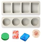 Seifenformen Silikon 4 Cavities Silikon Seifenformen, 2 Stück Silikonform Seife, Handgefertigte Seifenform, DIY Silikon Form, für Seifenherstellung, DIY Formen, Kuchen, Schokolade, Eiswürfel.