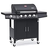 TAINO RED 4+1 Gasgrill Grillwagen BBQ Edelstahl-Brenner Gas-Grill mit Seitenkocher