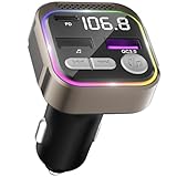 GizmoVine Bluetooth Adapter Auto, FM Transmitter, PD 36W + QC3.0 18W Dual-Schnellladung, Freisprechen, Musik-Player unterstützt 64 G-Laufwerk mit Lichtschalter