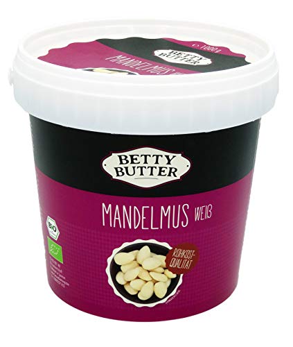 Bio Mandelmus weiß, 1 kg Eimer, Rohkost-Qualität, Premium-Mandelpüree, Mandelbutter, natürliches Nussmus ohne Zusatzstoffe