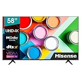 Hisense 58A6GG 146cm (58 Zoll) Fernseher, 4K UHD, Smart TV, HDR, Dolby Vision, Triple Tuner DVB-C/S/ S2/ T/ T2, Frameless, Bluetooth, WiFi, Alexa Built-In, DTS Virtual X,Hotel Mode, Schwarz [2022 ]