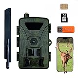 ZYJDGNNY Secacam 4G 4K 60MP Wildkamera mit Handyübertragung, Bewegungsmelder, 60° Winkel, SIM Karte, 32GB Speicherkarte - Professionelle Wildtierkamera